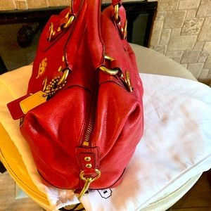 Vintage Coach Satchel - Red with Gold Hardware